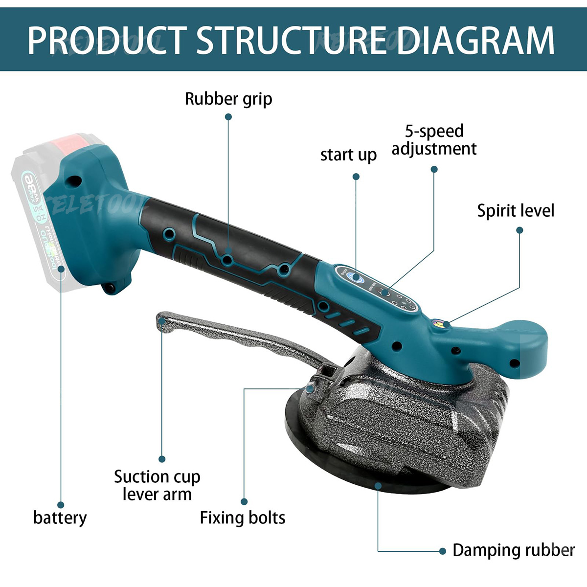 5800W Portable Tile Vibrator Tile auto leveling Laying Lithium tiling ...
