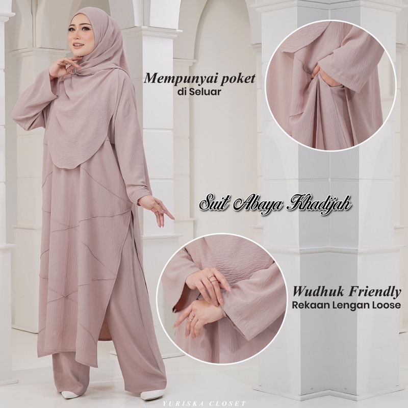 Baju Muslimah Set Seluar Tudung Blouse Labuh Pants Umrah Suit Women ...