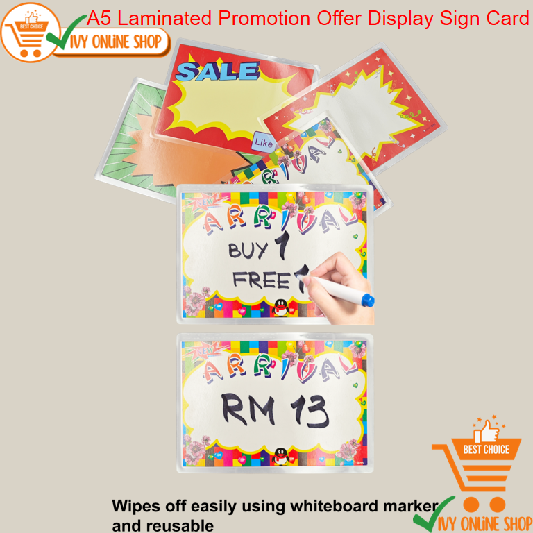 A5 Laminated Promotion Offer Display Sign Card 5pcs | Shopee Malaysia