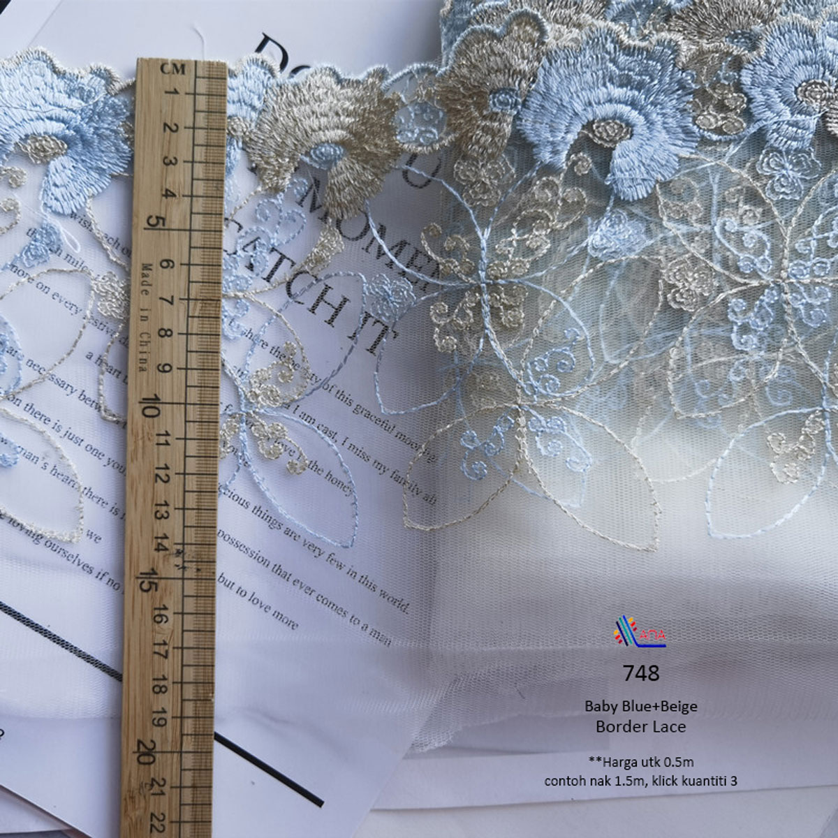 Series Misty Blue Ash Blue Dusty Blue Premium Border Lace Sulam ...