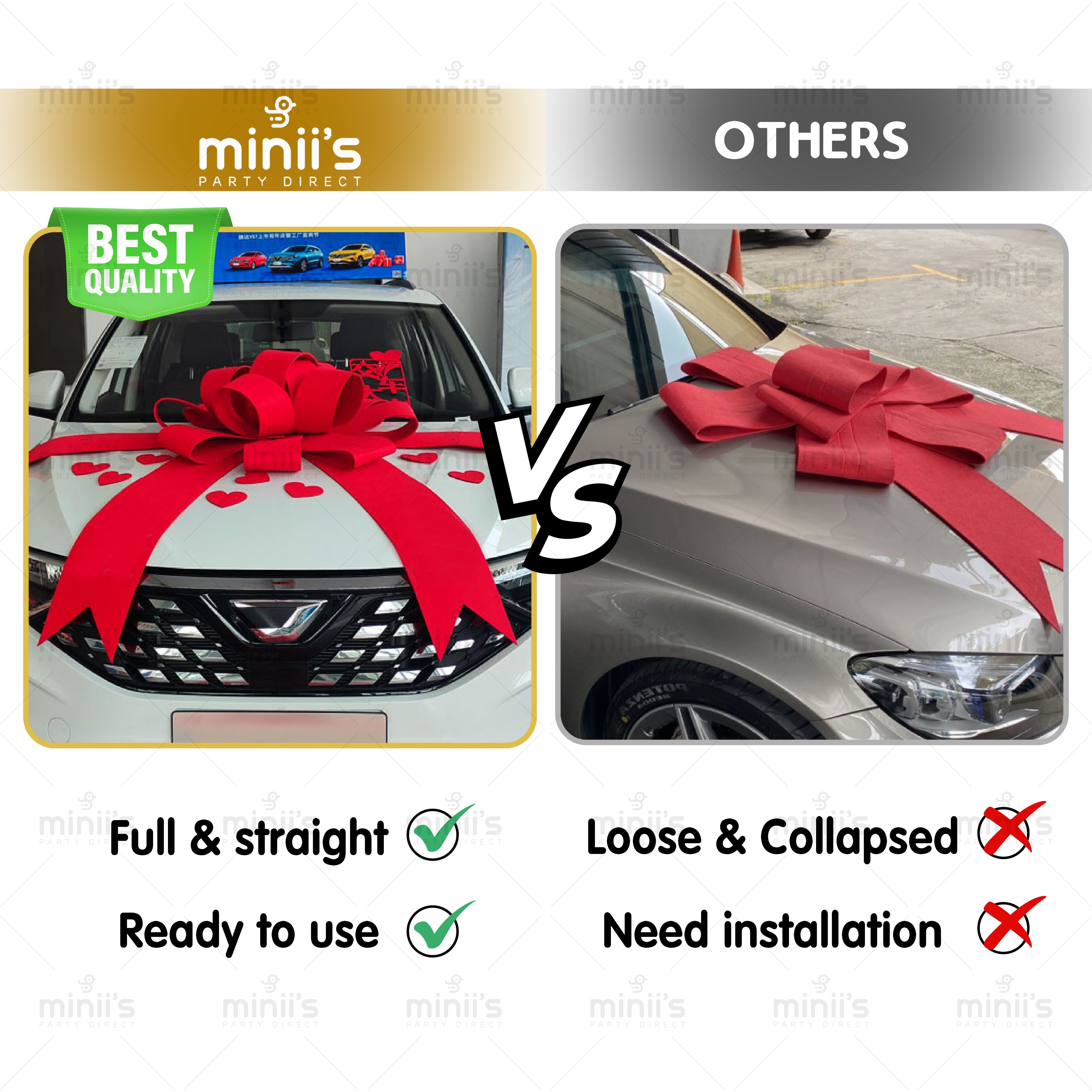 MINIIS Giant Big Ribbon For Car READY MADE Big Car Ribbon Kereta Big ...