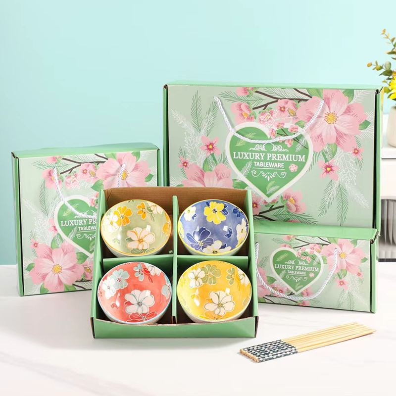 Gift Set bud pattern Rice Bowl Porcelain Bowl Ceramic Bowl Soup Bowl ...
