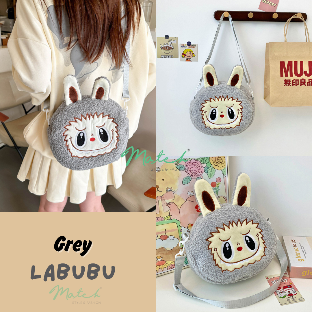 Labubu Bag Fluffy Cute Girls Sling Bags Kids Cartoon Plush Toys Monster ...