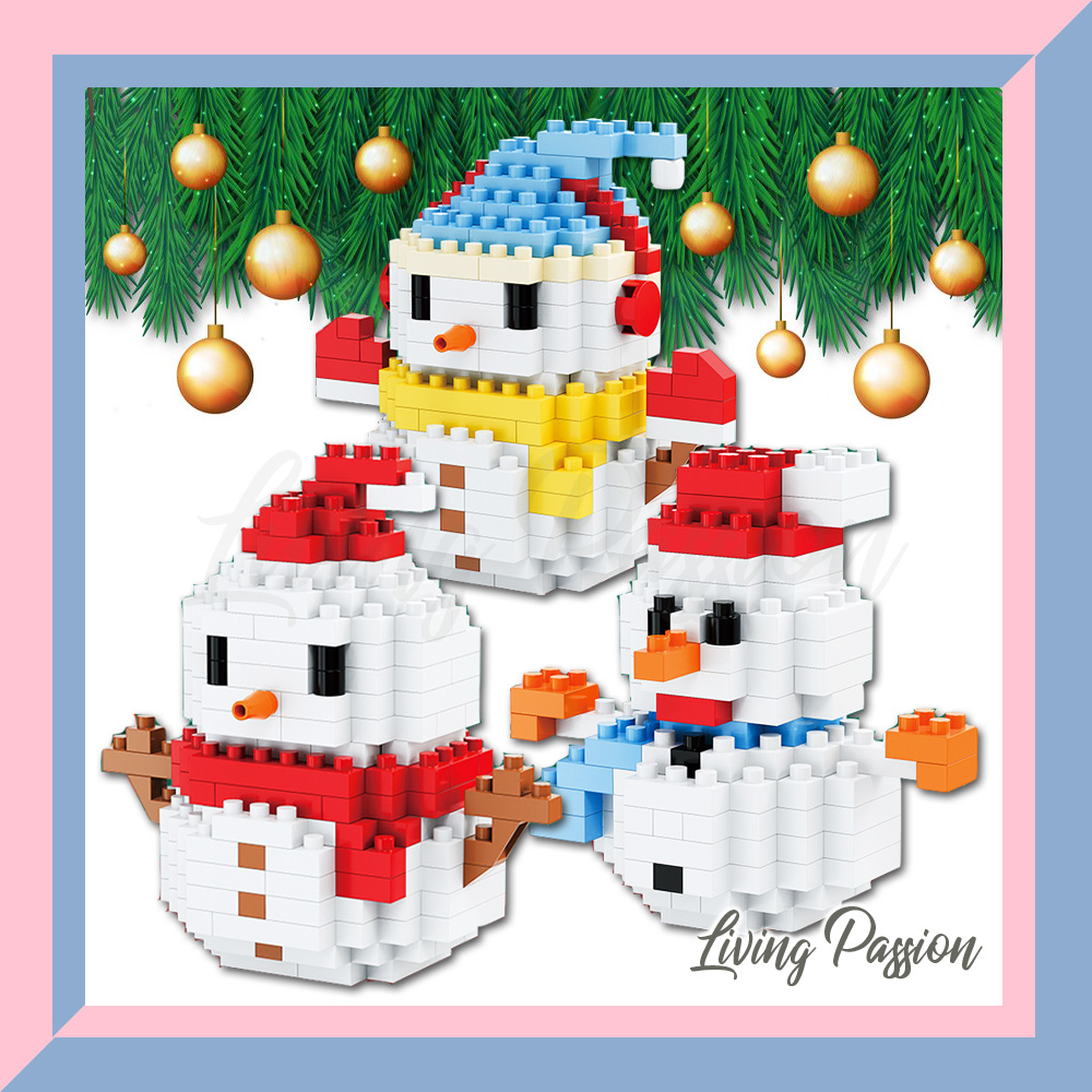 Mini Bricks Blocks Nano Santa Sleigh Christmas Tree Snowman Reindeer ...