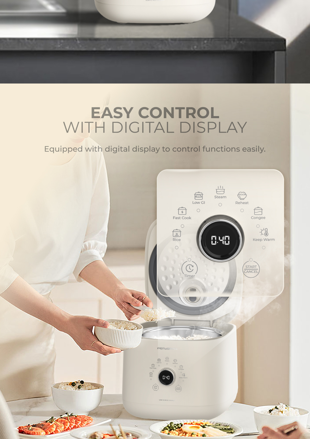 PerySmith Digital Low GI Rice Cooker Easy Cooking Series RC900 | Shopee ...
