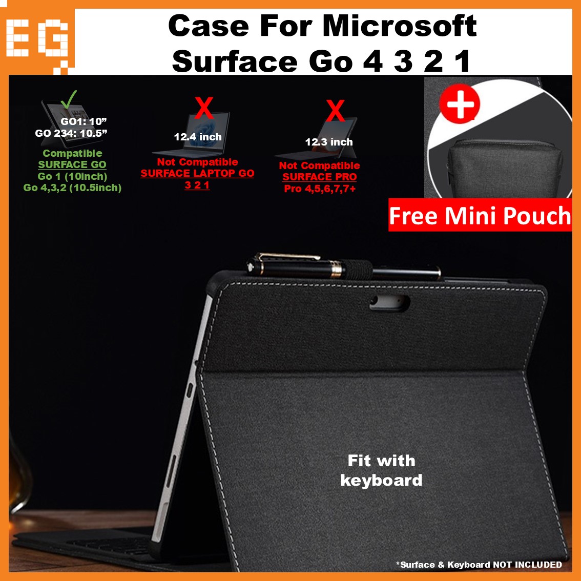 Surface Go 4 Go 3 Go 2 Go 1 Flip Cover Case Honeycomb Pattern PC Hard ...