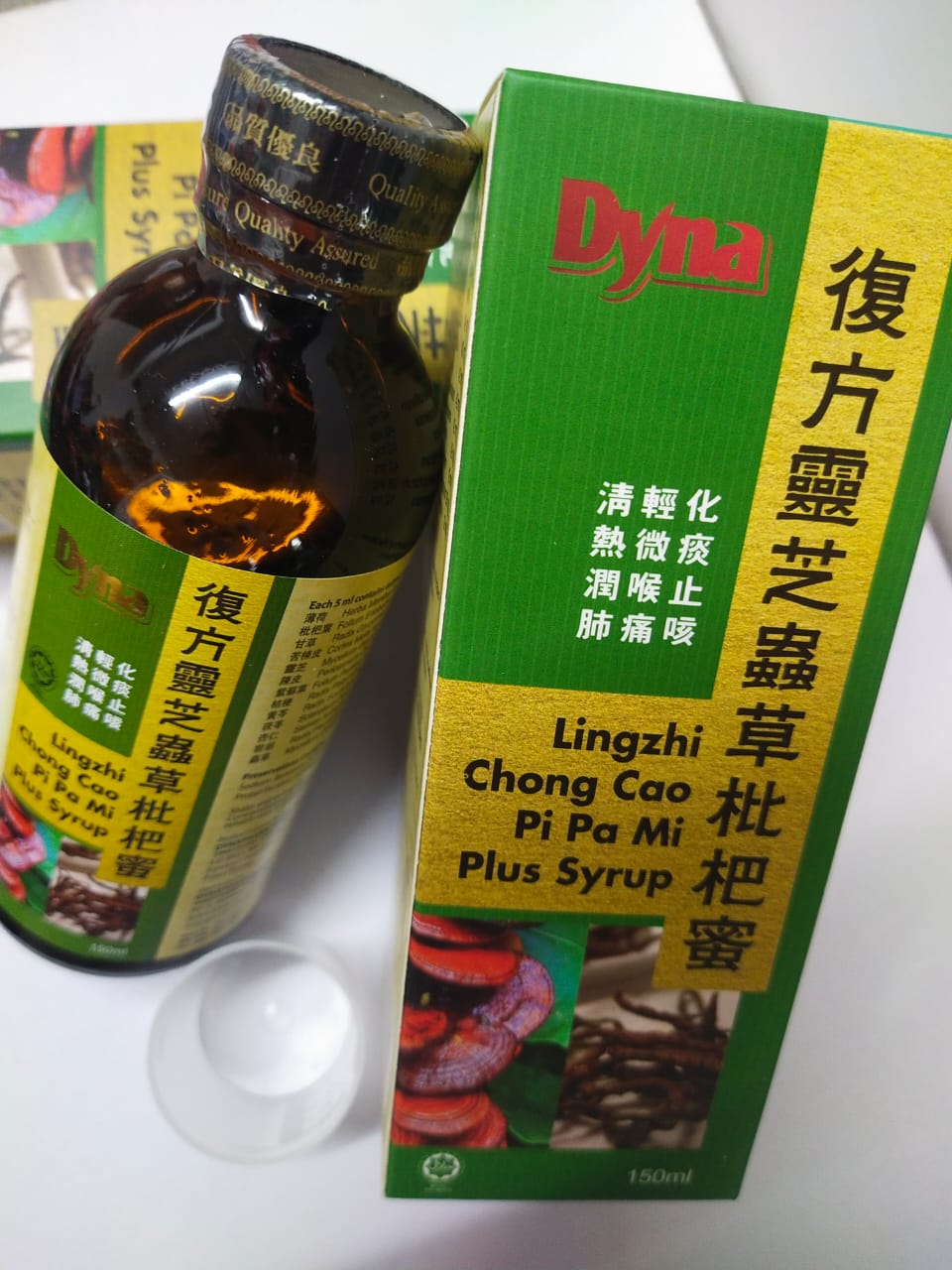 Dyna 复方灵芝虫草批把膏Ubat Batuk Lingzhi Chong Cao Pi Pa Mi Plus Syrup 枇杷膏150ML ...