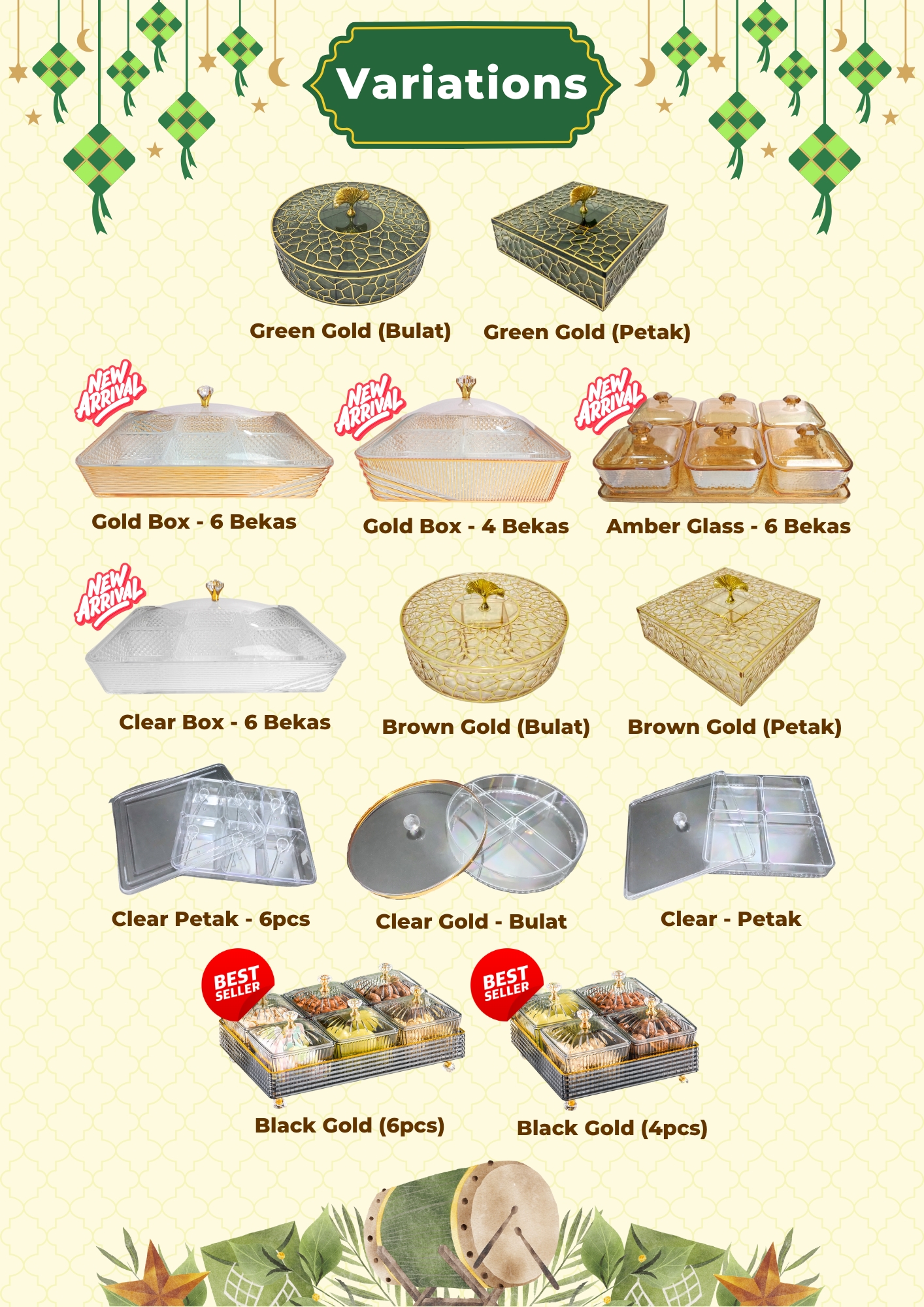 SUPERSAVE 6in1 Bekas Kuih Raya Balang Kuih Raya Condiment Container Set ...