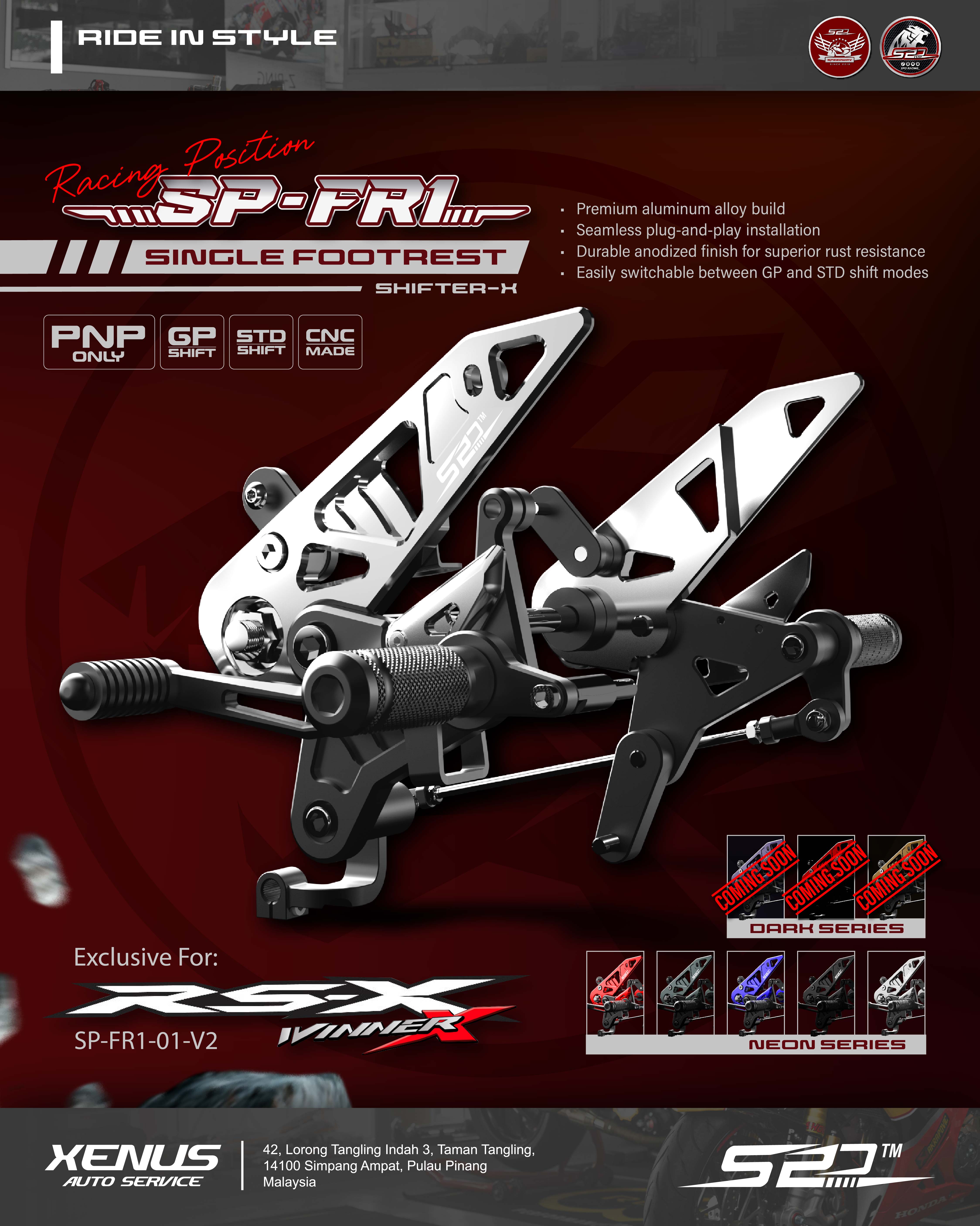 Single Footrest Set SPD Racing HONDA RS-X 150 RSX 150 WINNER X PNP ...