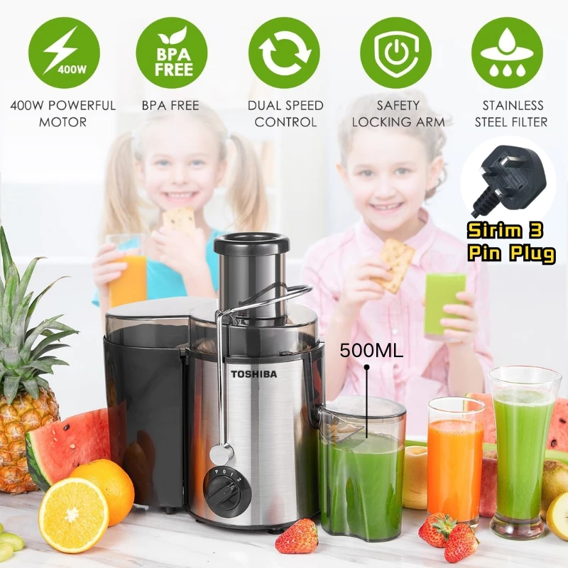 TOSHIBA Juicer Blender 800W 2 Gear Whole Fruit Vegetable Centrifugal ...