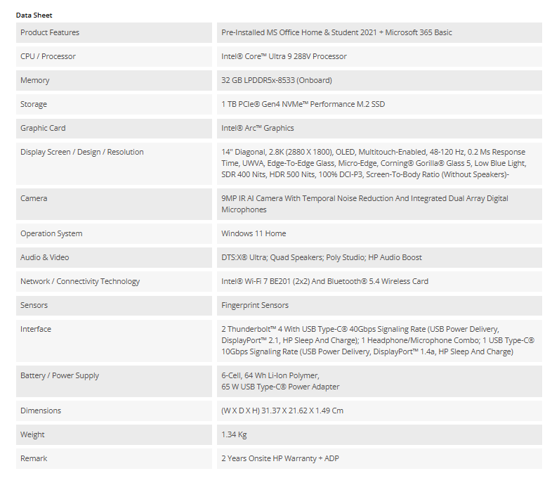 HP OMNIBOOK ULTRA FLIP 14-FH0033TU 14" 2.8K OLED LAPTOP ( CU9-288V ...