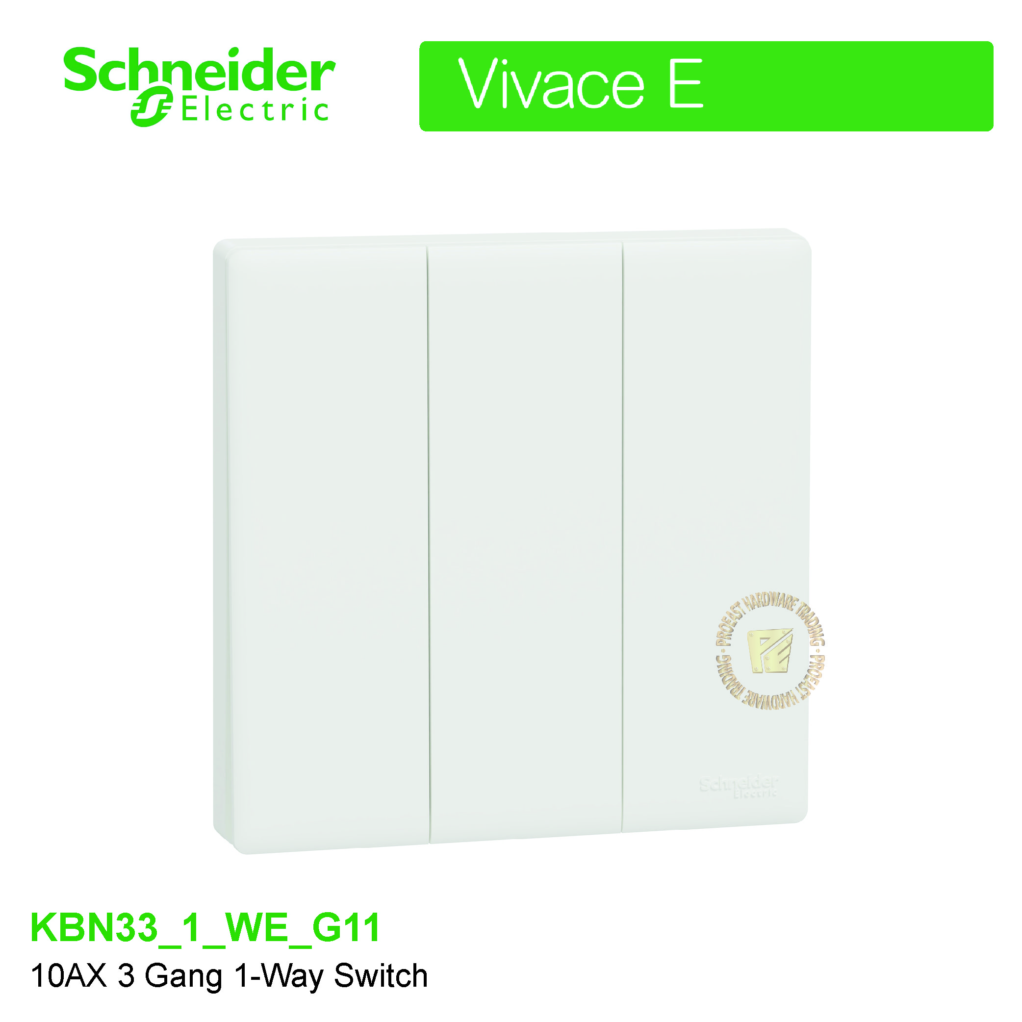 Schneider Vivace E [ KBN33_1_WE_G11 ] 10AX 3 Gang 1-Way Switch (white ...