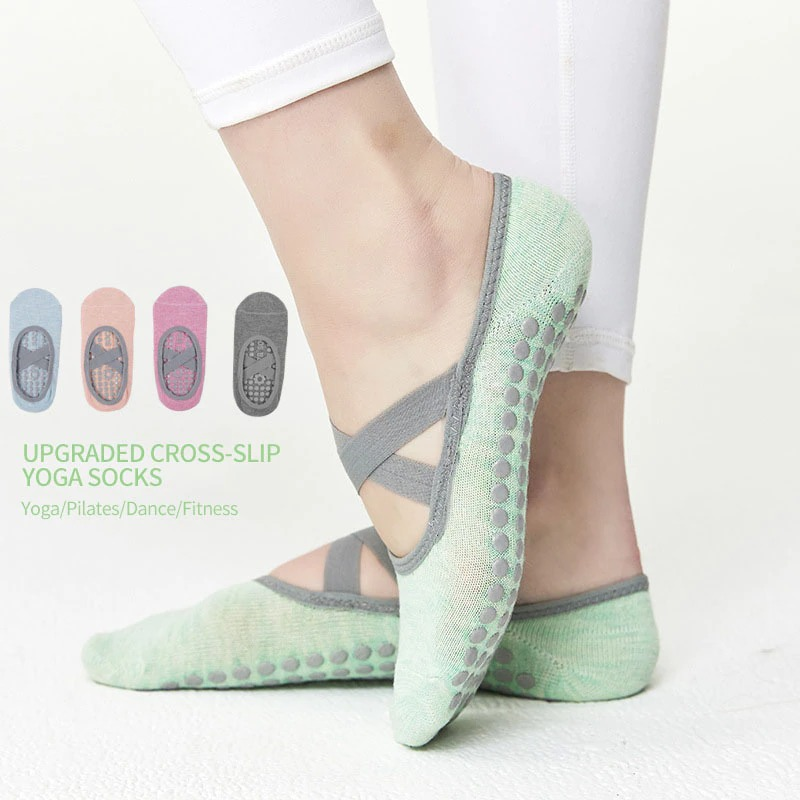 4-Pack Non-Slip Yoga Socks For Women & Men - Grip Socks For Yoga Pilates Barre Workouts