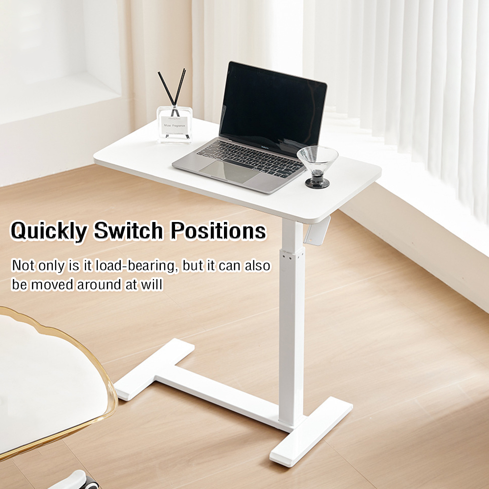 🔥Solid wood🔥Pneumatic Bed Table Adjustable Foldable Side Table Pure ...