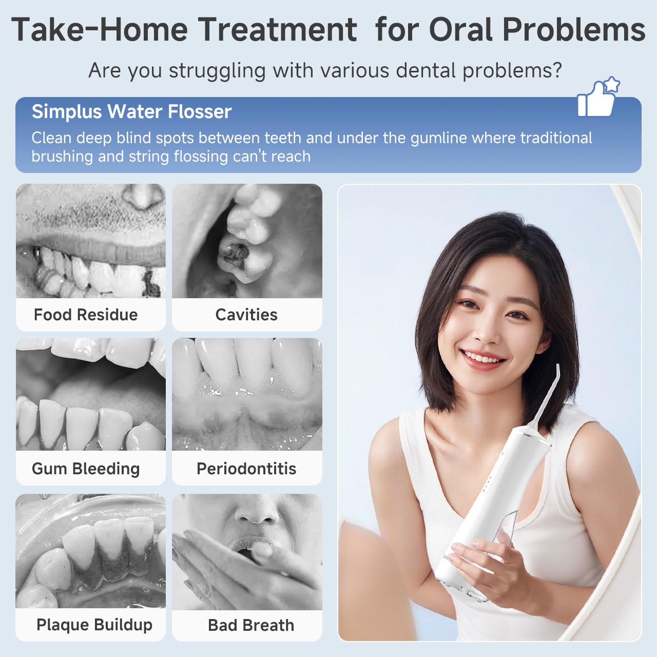 【New Launch】Simplus Water Flosser 300mL Large Reservoir 4 Modes 4 ...