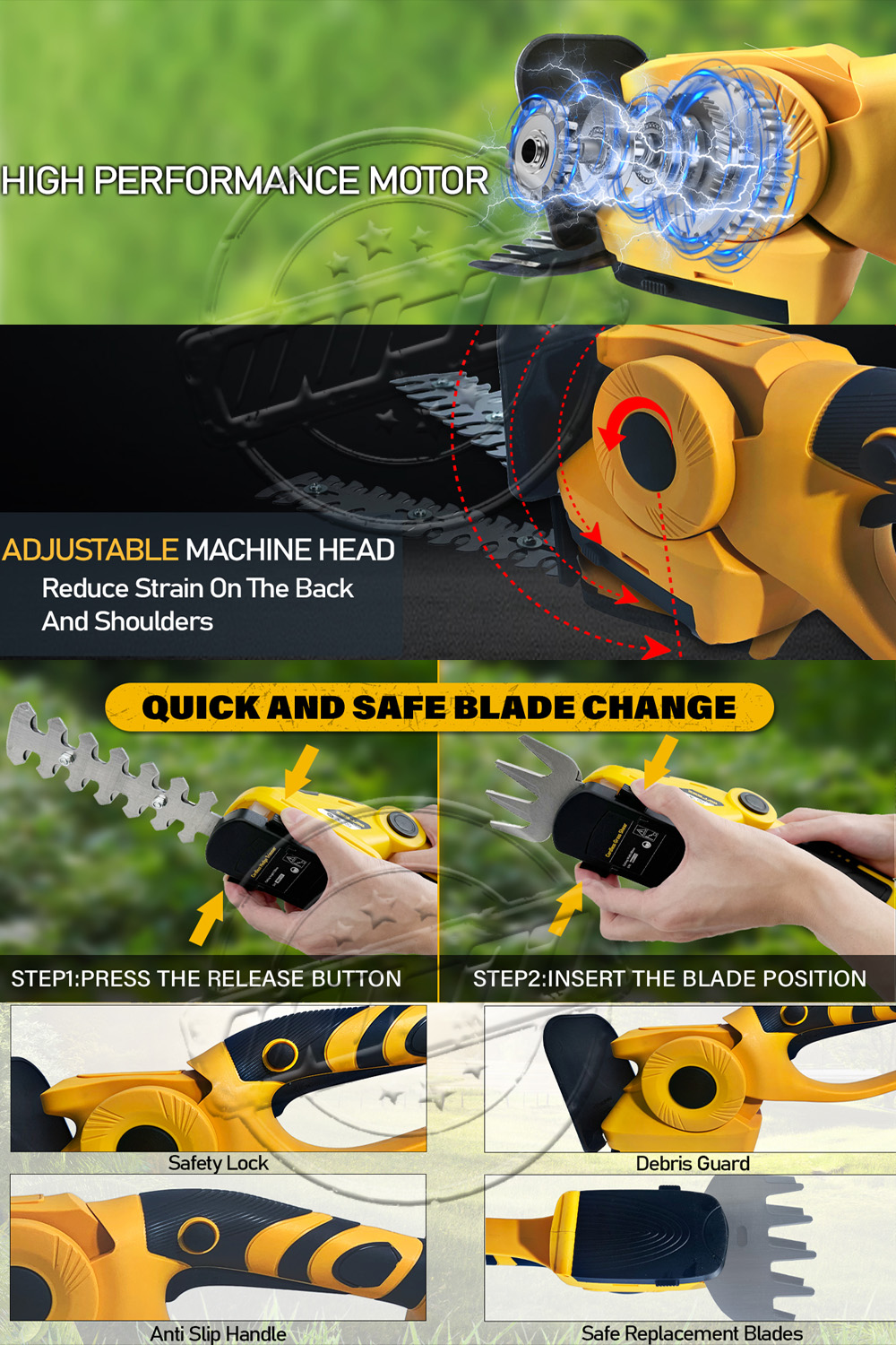 2 in 1 Hedge Trimner Grass Trimmer Cordless Grass Shrub Shear grass ...