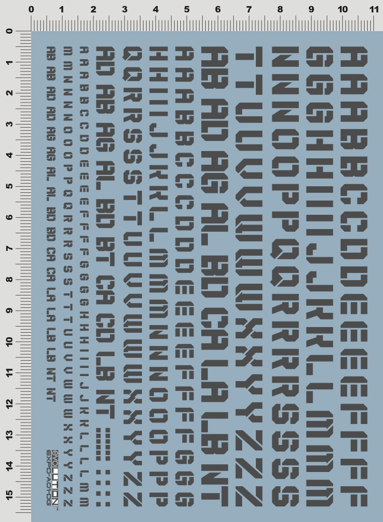 (Evo) Waterslide Decal - Generic Alphabet/ Number Series EXPD TRD CNDA ...