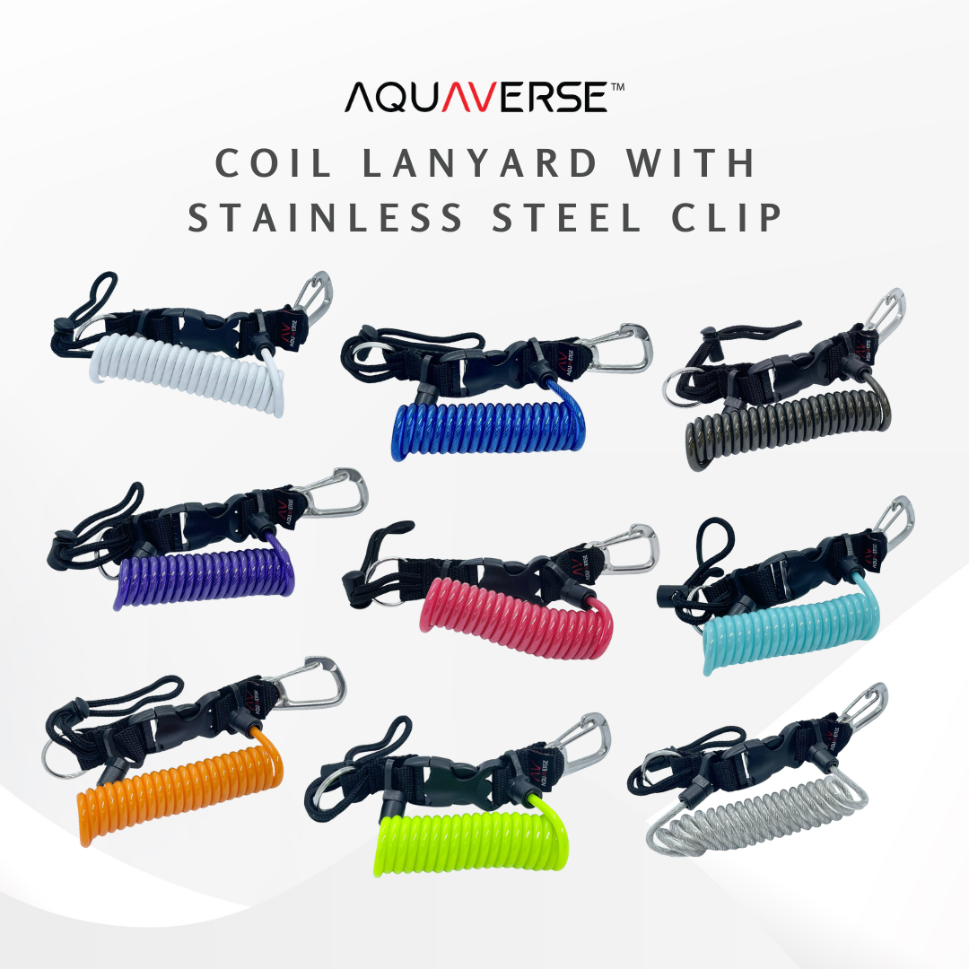 AQUAVERSE Coil Lanyard with Stainless Steel Clip Camera Lanyard Spring ...