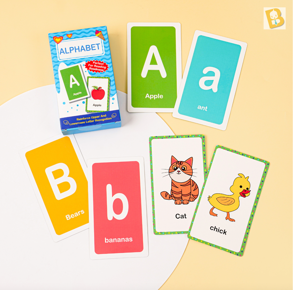 BabyBoss 58pcs Alphabet Flash Cards for Toddlers Learn Colors Number ...