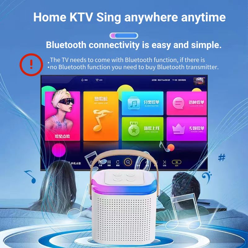 Wireless Karaoke Set Home KTV Bluetooth with 2 Pcs Microphone Mini ...
