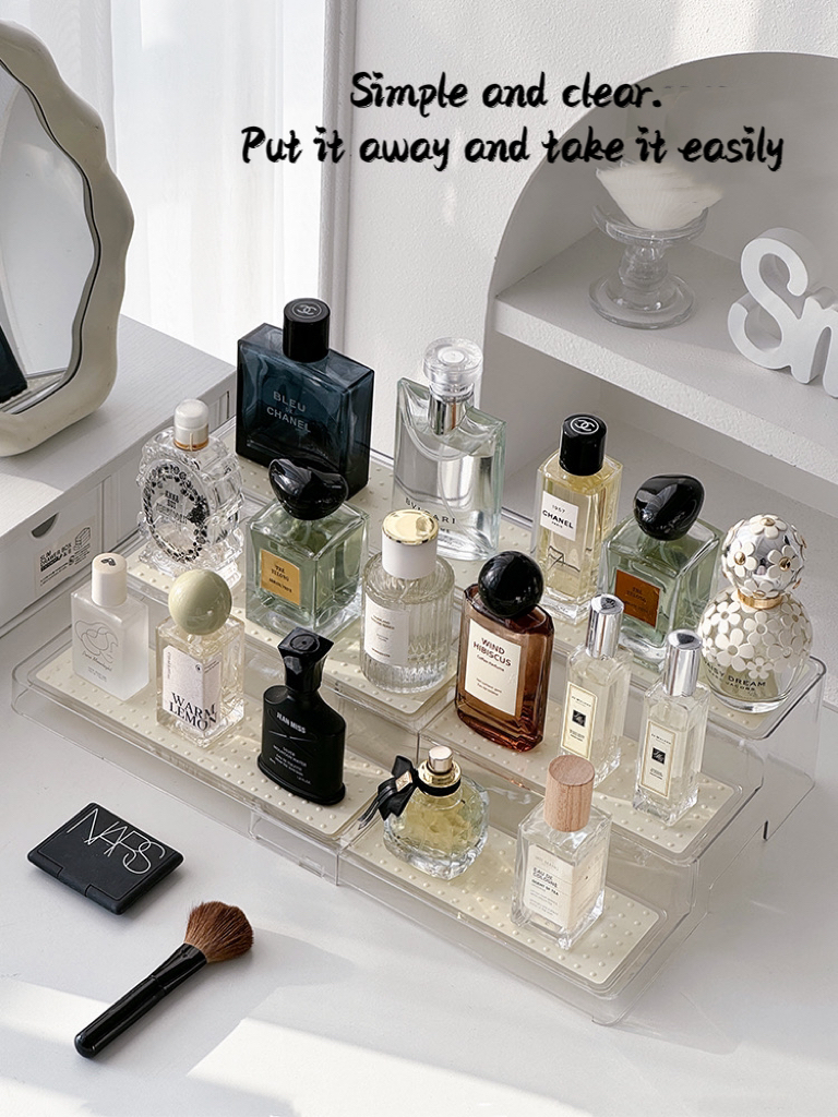Scalable Perfume Organizer Transparent 3-Layer Ladder Acrylic Perfume ...