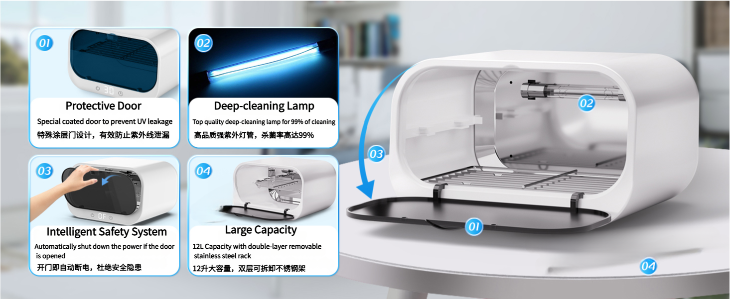 5W UV Disinfection Cabinet Baby Bottle Sterilizer Salon Beauty Nail ...