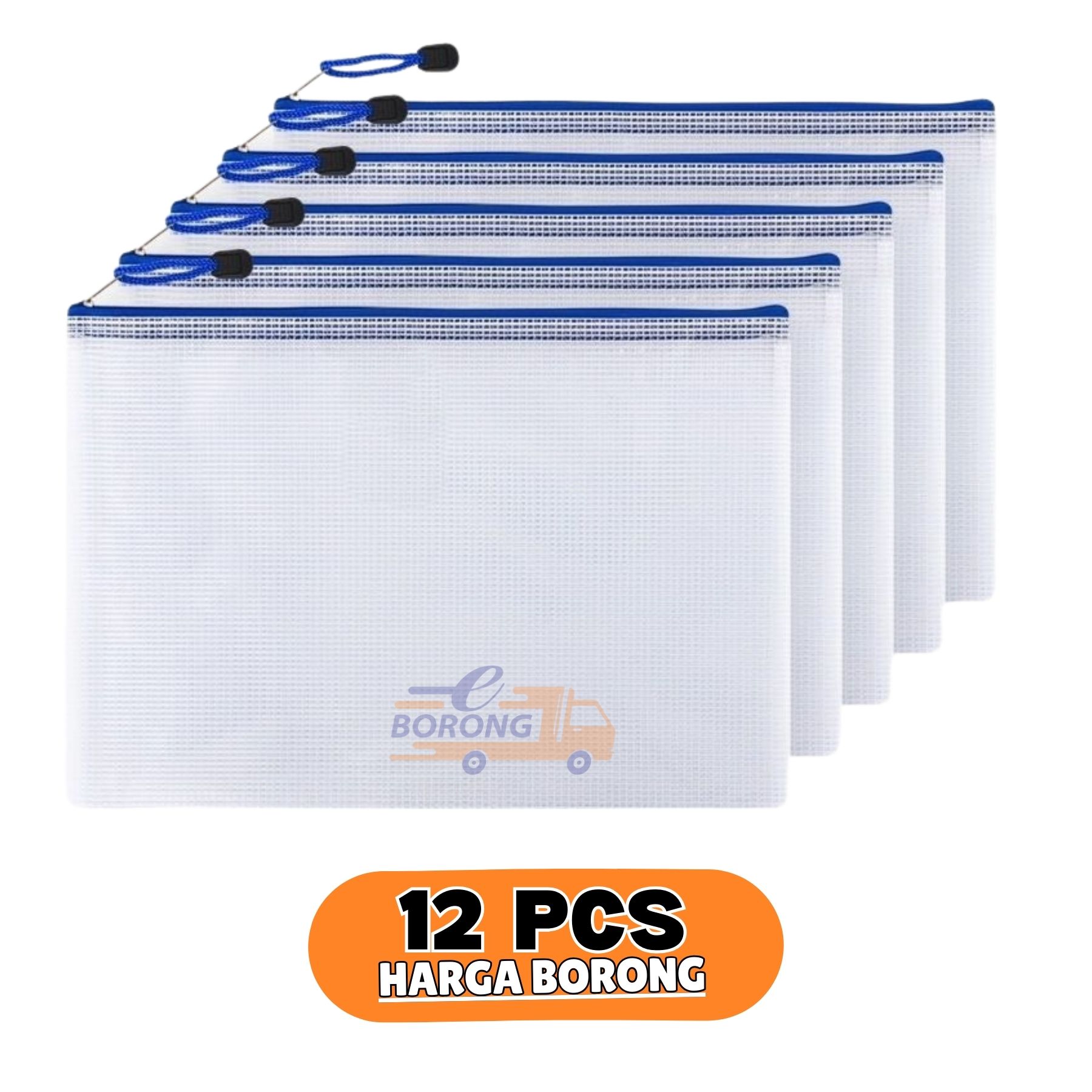 BORONG【12pcs】Mesh Zipper Bag Zip File Organizer A5 Fail Buku Sekolah ...