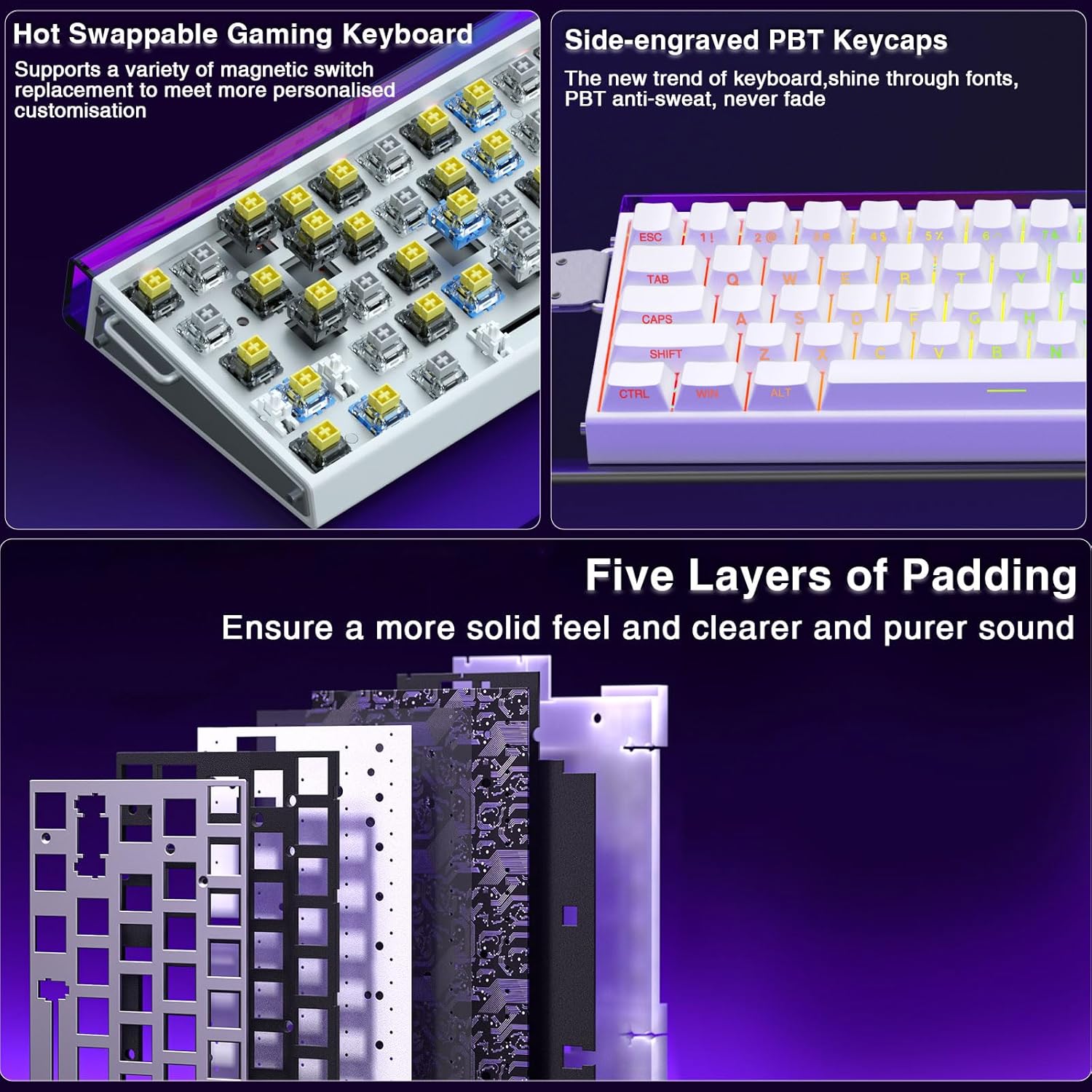 AULA HERO68 Magnetic Switch Keyboard | 65% Layout | RGB Neon Light Box ...