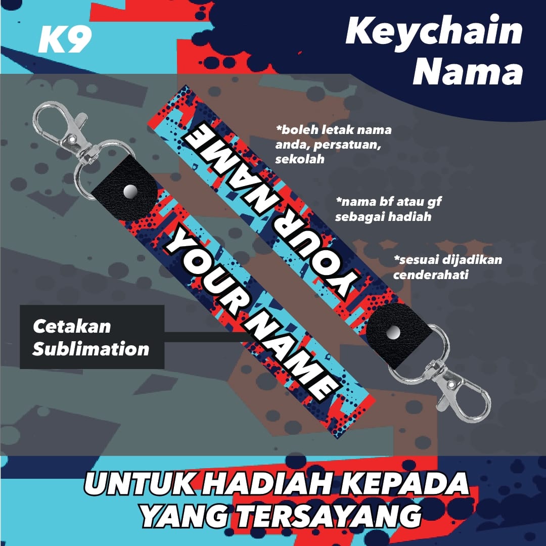 Keychain Custom Customised Gift Key Chain Nama Polyester Sublimation ...