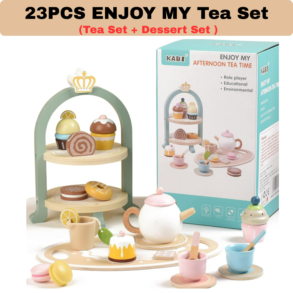 Ready Stock Wooden Pretend Play Set High Tea Set Toys Ice Cream Toys ...
