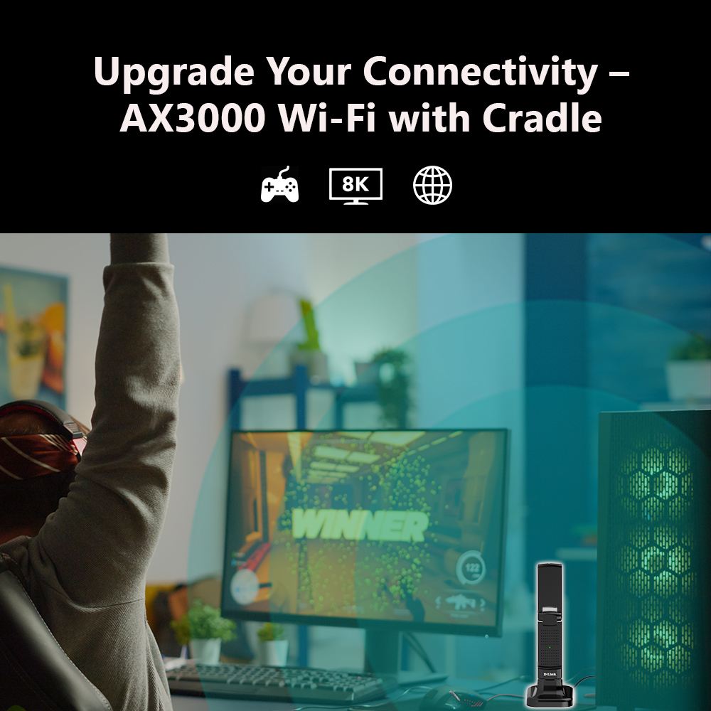D-Link USB3.0 WiFi 6 Adapter AX3000Mbps 2.4G&5GHz Receiver Dongle Dual ...