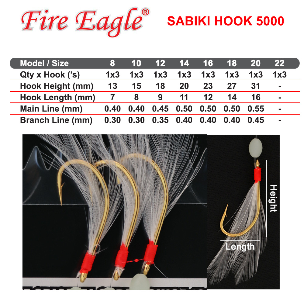 Fire Eagle Sabiki Hook 5000 Luminous Beads|Sabiki Rigs|Feather Dressing ...
