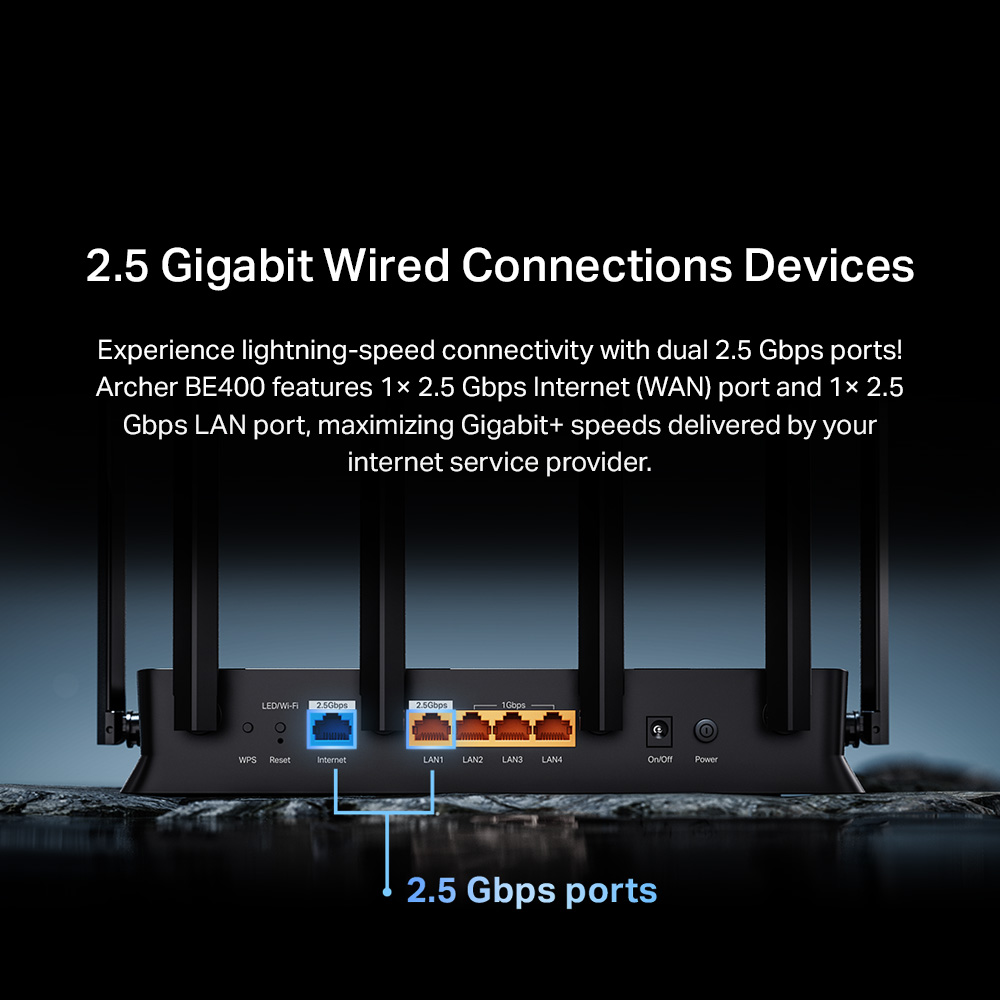 TP-Link Archer BE400 BE6500 WiFi 7 Router | Dual Band | 2.5G Port ...