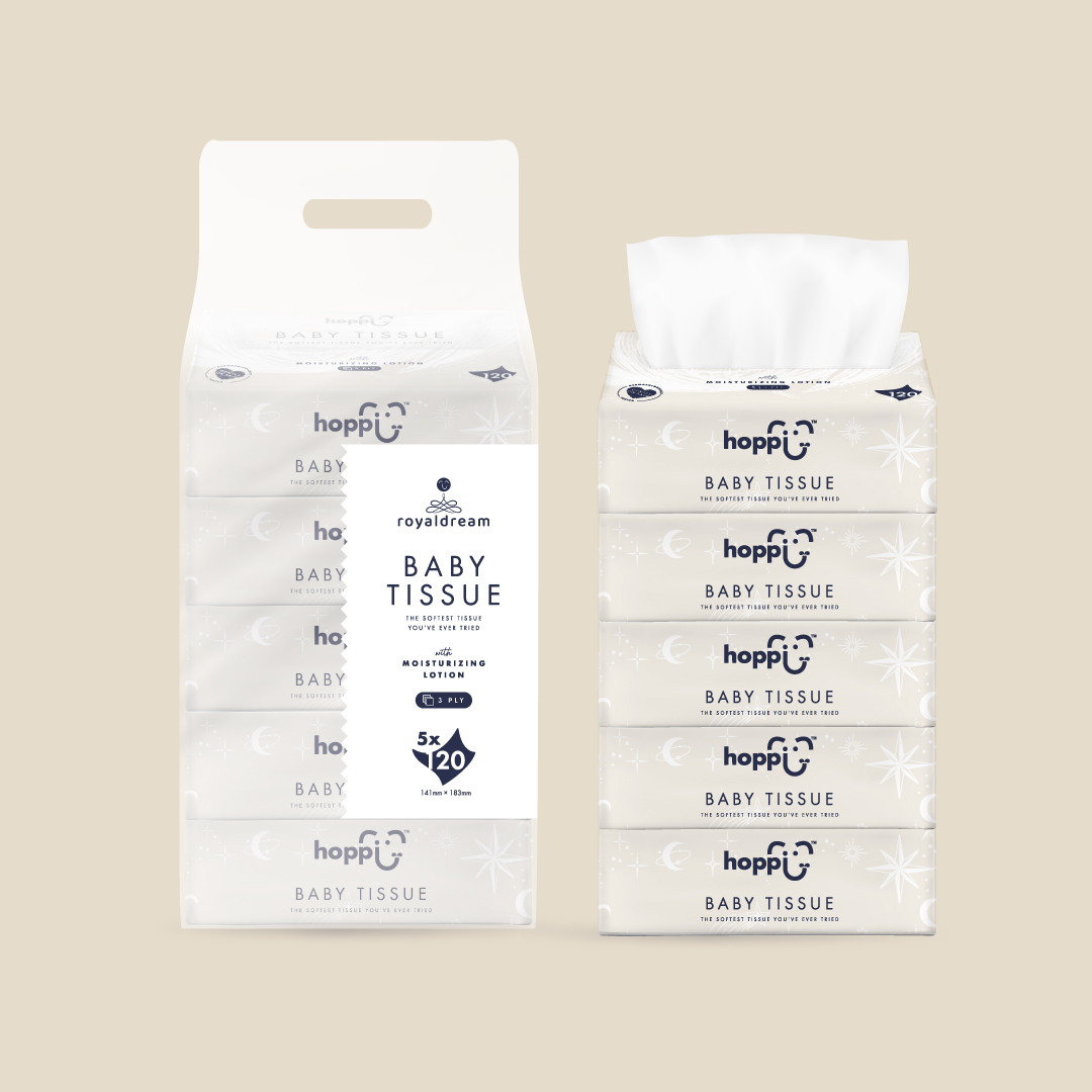[SHOPEE EXCLUSIVE] Hoppi RoyalDream Softest Baby Tissue 120 sheets - 5 ...