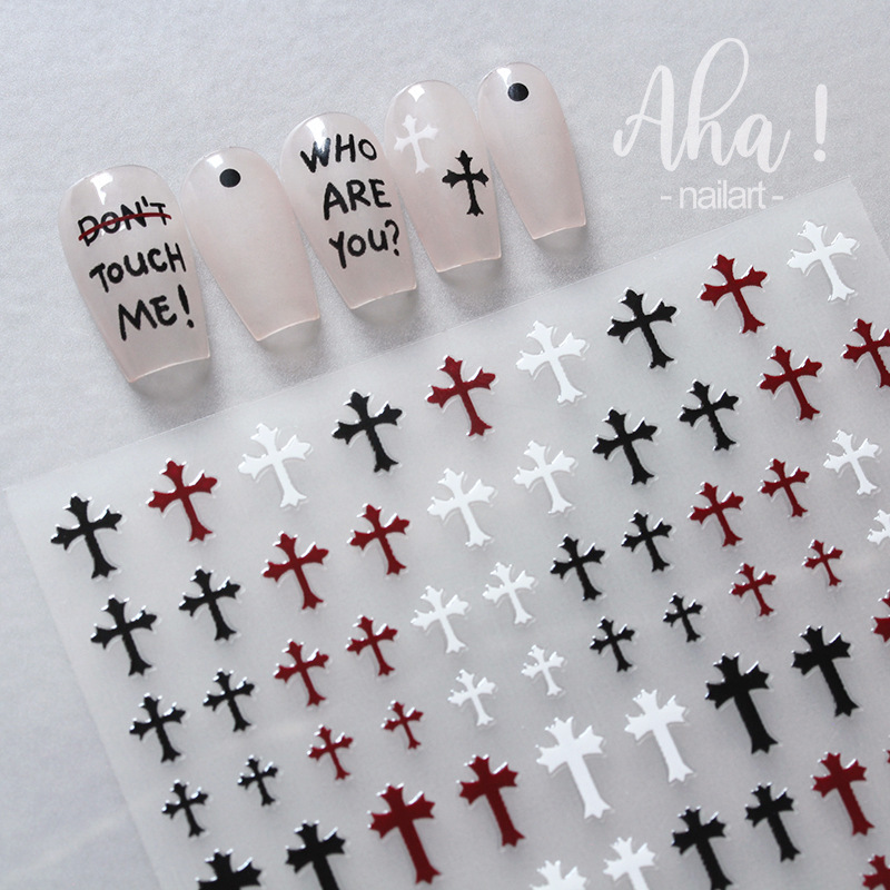 European American Style Cross Manicure Nail Stickers English Letters ...