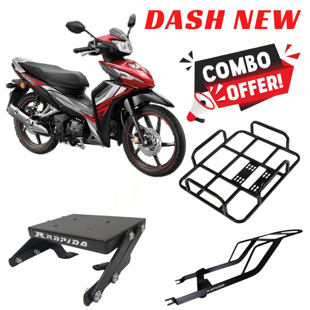 (Honda Dash 125 Fi New) Delivery Box Rack Beg Rak+Rapido Adjustable ...
