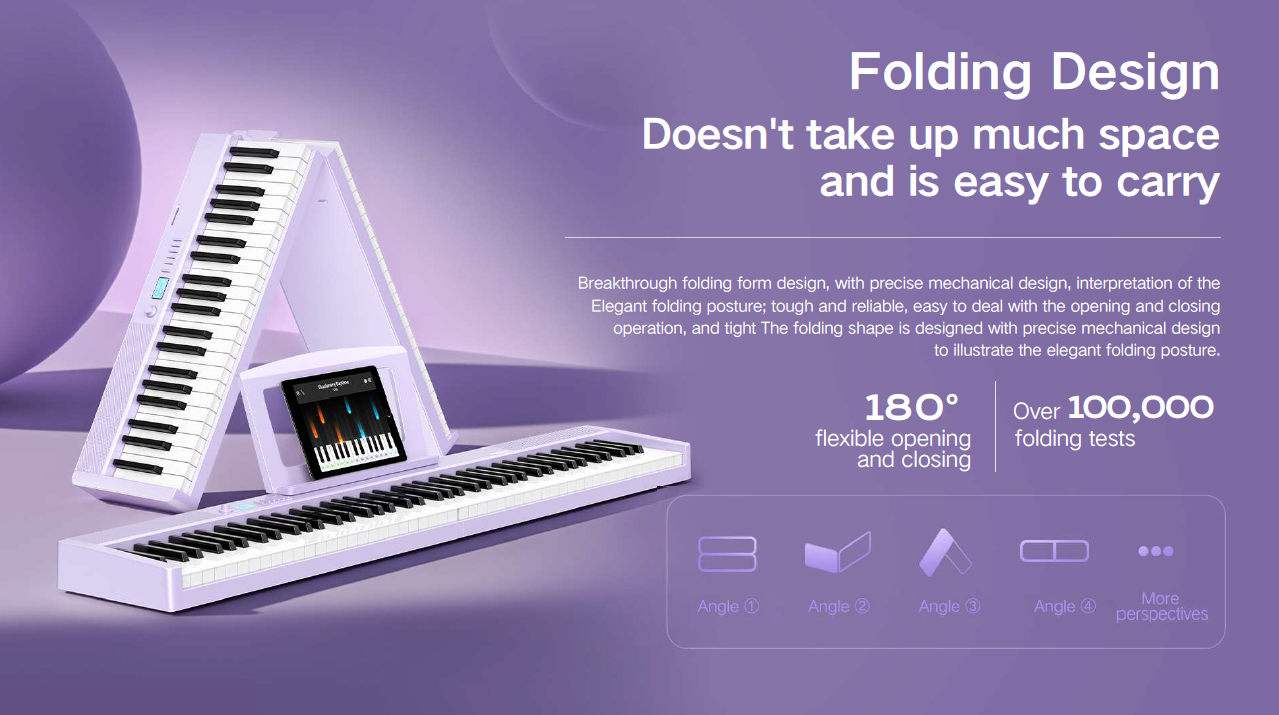 Upgraded Version】Terence V30 Pro 88 Keys Foldable Piano
