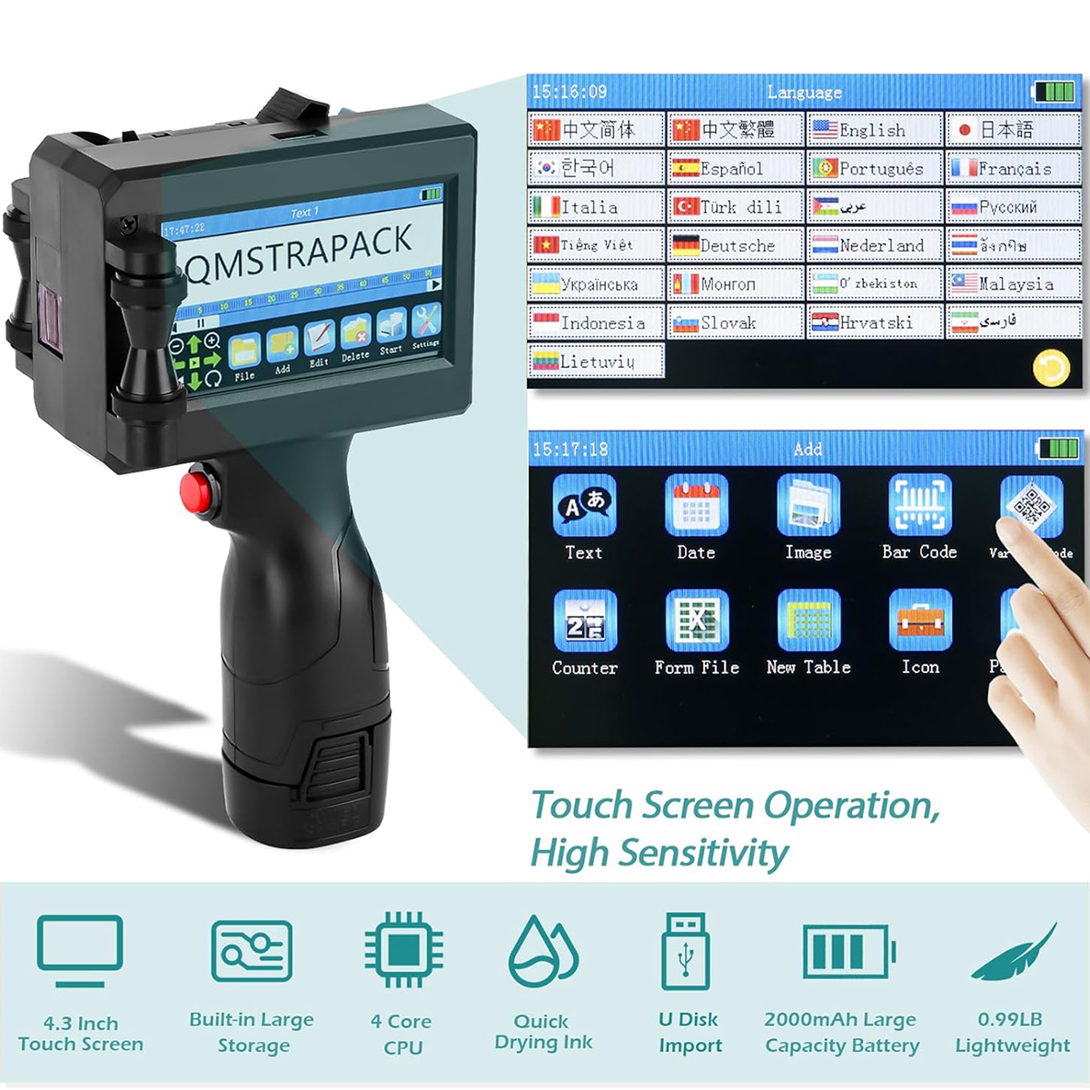 Handheld Inkjet Printer Portable Code Label Logo Maker Expired Expiry ...