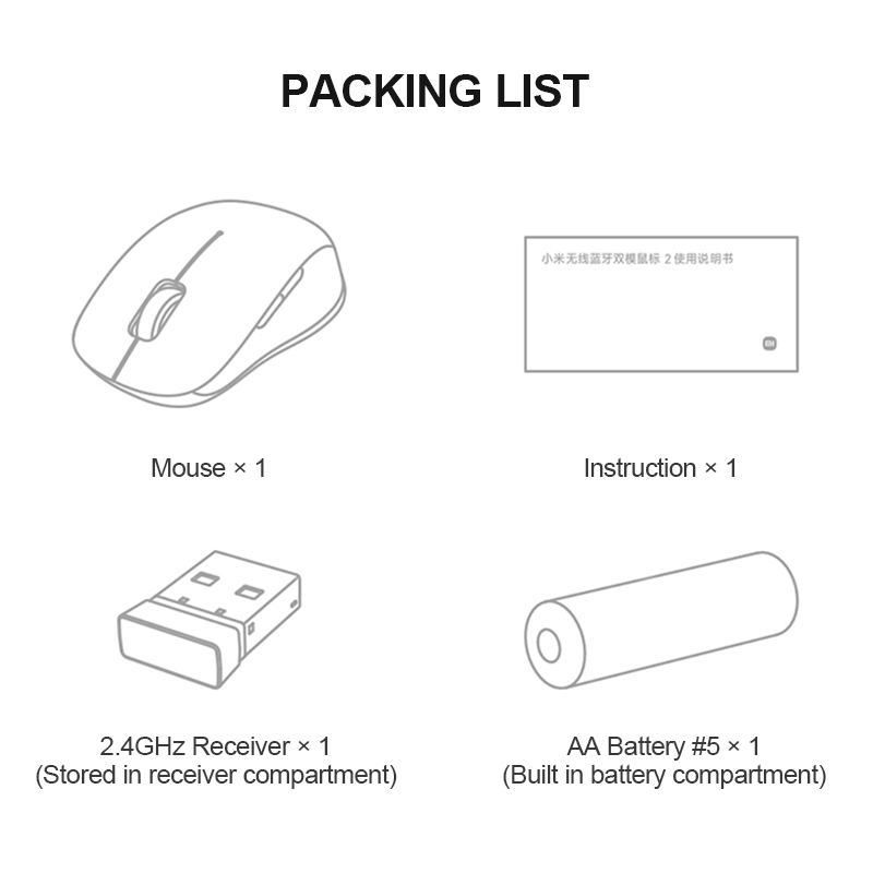 Xiaomi Wireless Bluetooth Dual Mode Mouse 2 1200DPI Convenient Side ...