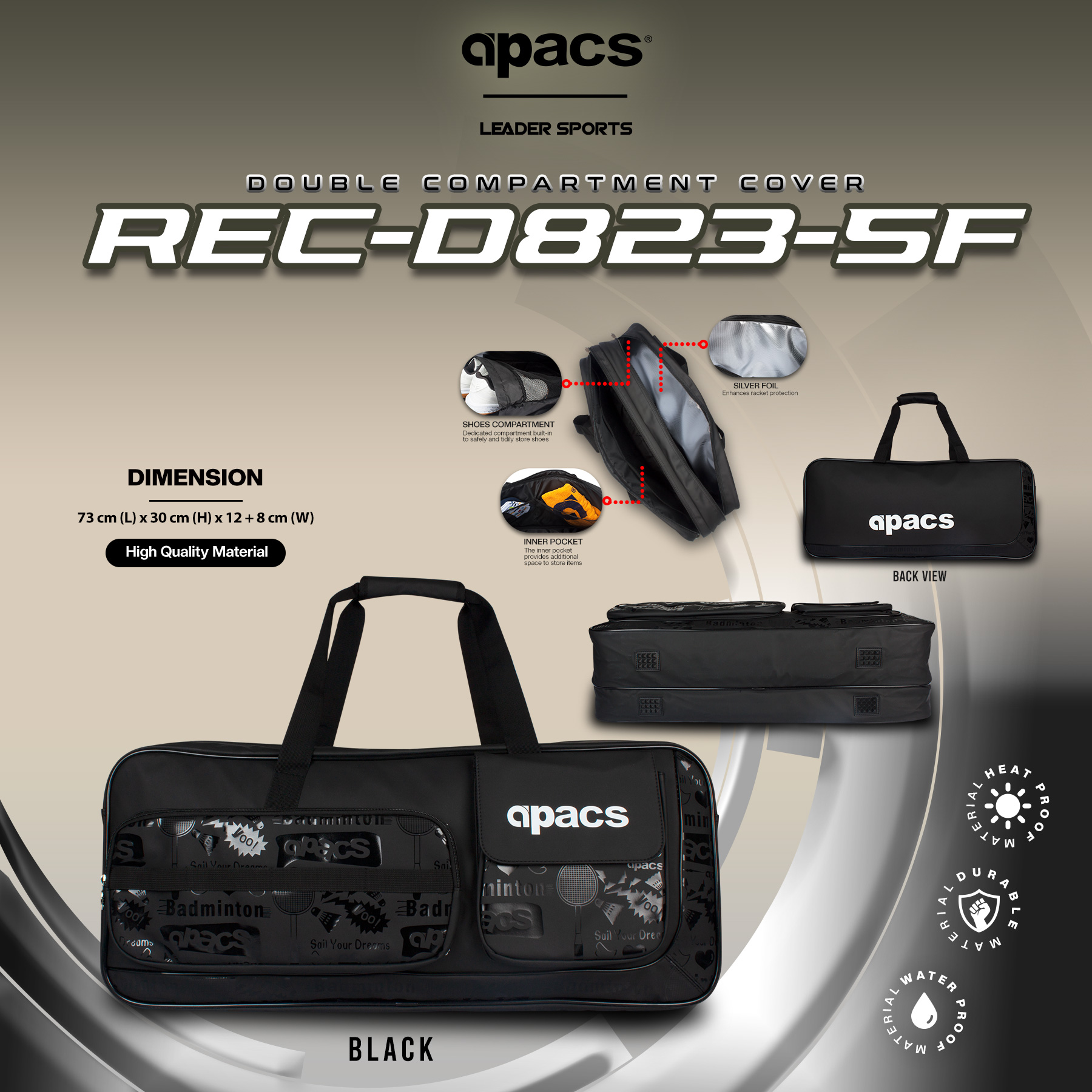 APACS PREMIUM TOURNAMENT COVER BAG D823 | Shopee Malaysia