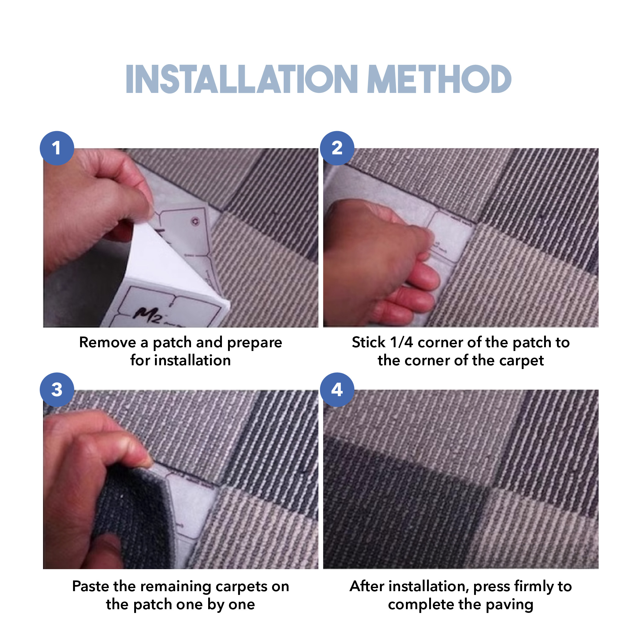 50x50CM Large Non-Slip Carpet Tiles Floor Mat Rug DIY Floor for Bedroom ...