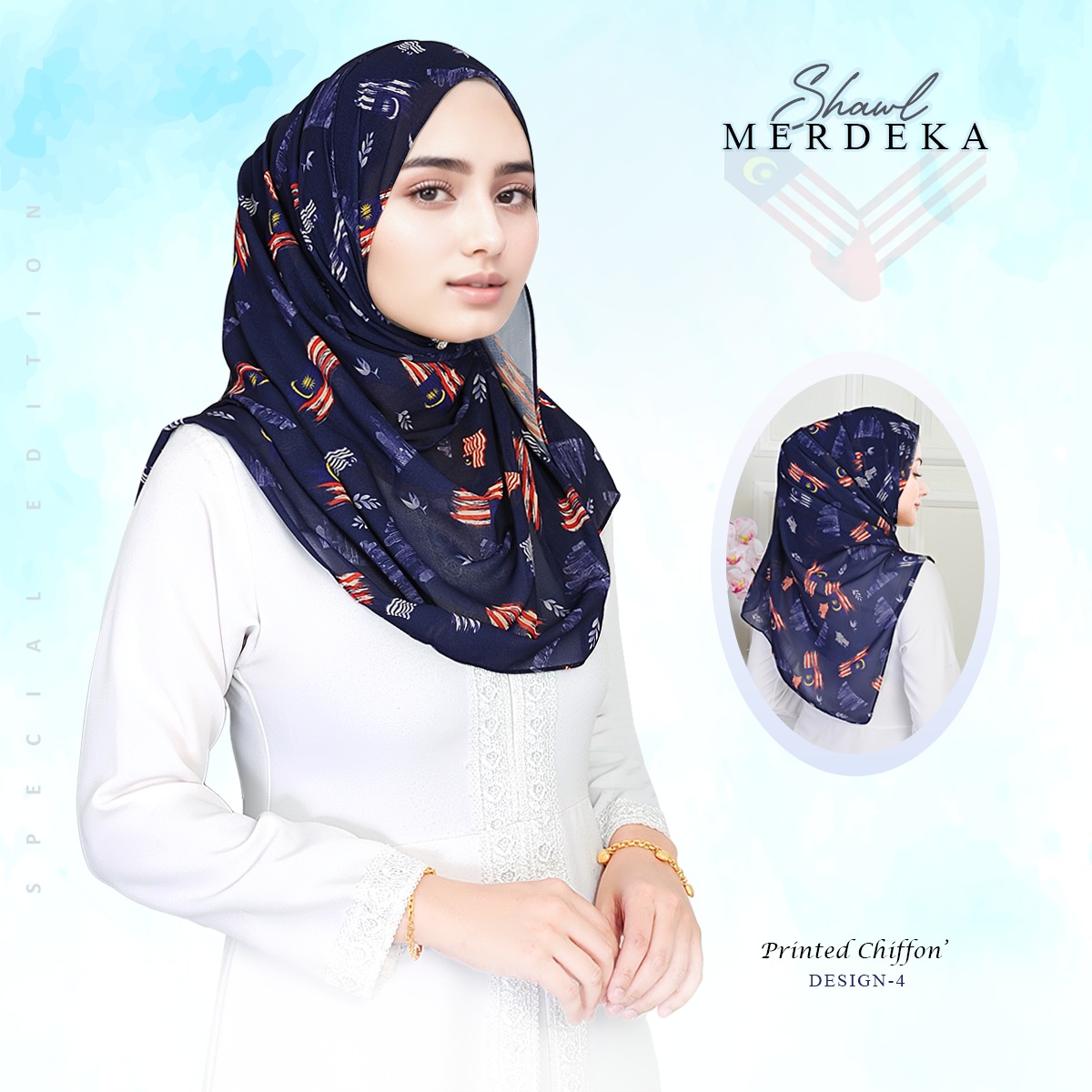 🎀Special Edition 🎀 Merdeka Tudung Shawl MERDEKA Pattern By Bee Stylish ...