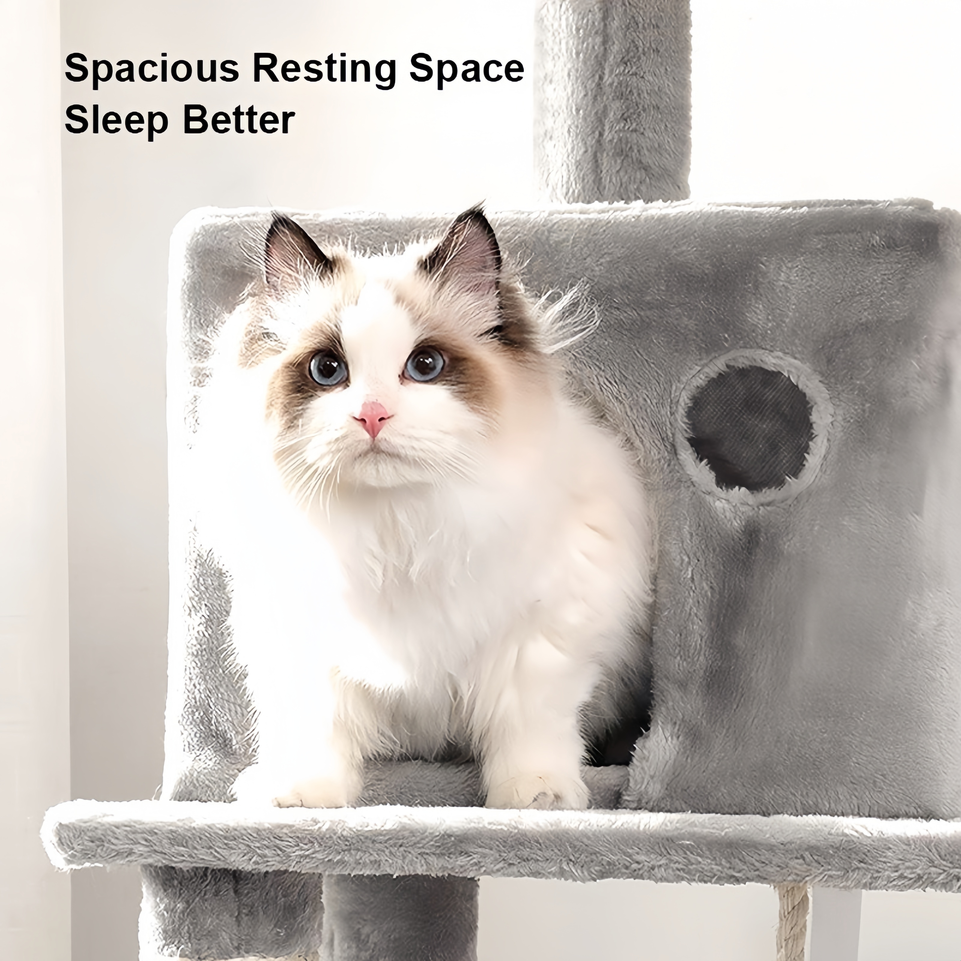 Cat Tree Series Premium Sisal Cat Wooden Tree Scratcher 2/3 Levels Cat ...