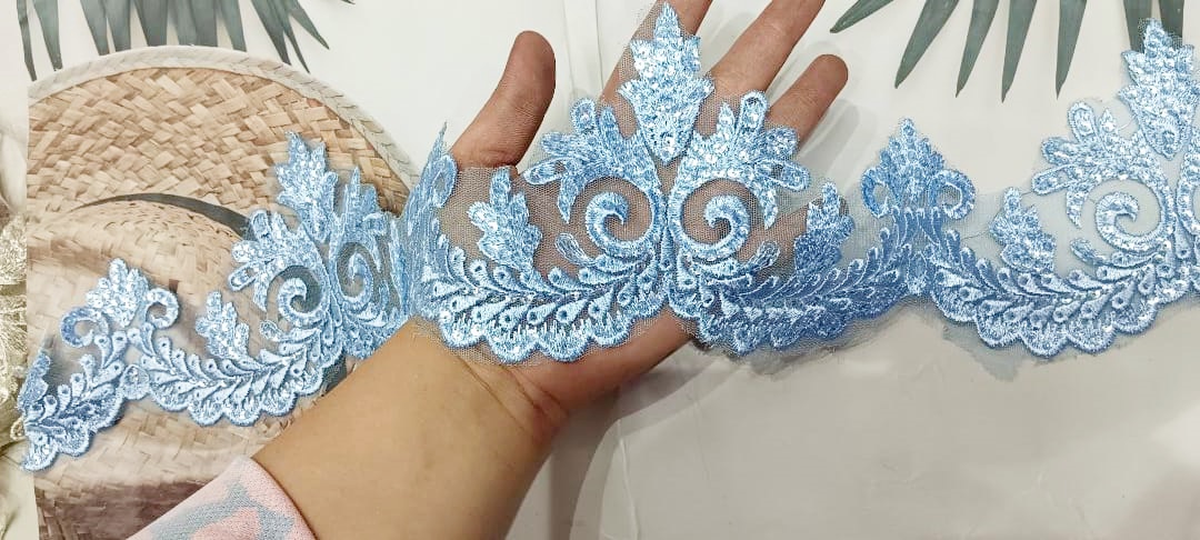 Renda Baju Manik Labuzi Tinggi 13cm, Renda Lace Baju Raya, Border Lace ...