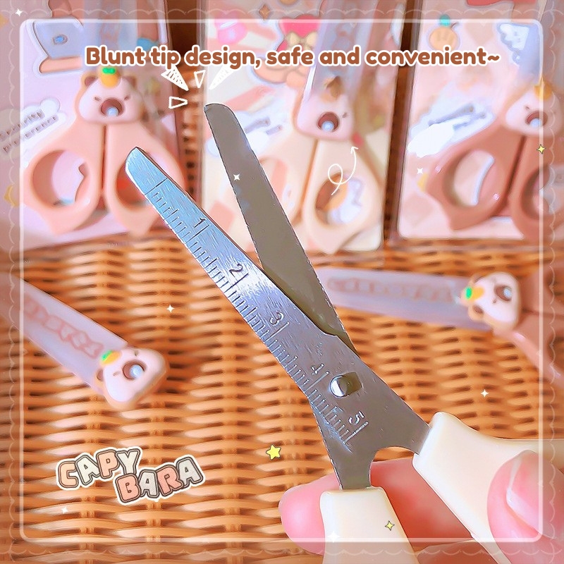 EZYLITTLES Capybara Safety Scissors Kids with Cap Cute Design Stainless ...
