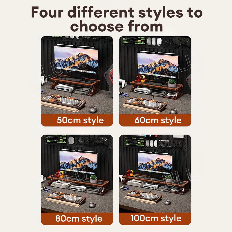 LULU Computer Monitor Stand Monitor Riser Transparent Glass Desktop ...