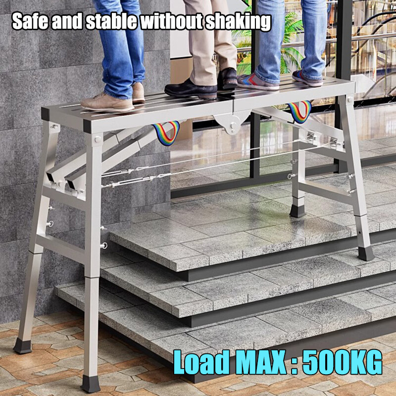 Folding Horse Stool ladder heavy duty load 500KG Platform Telescopic ...