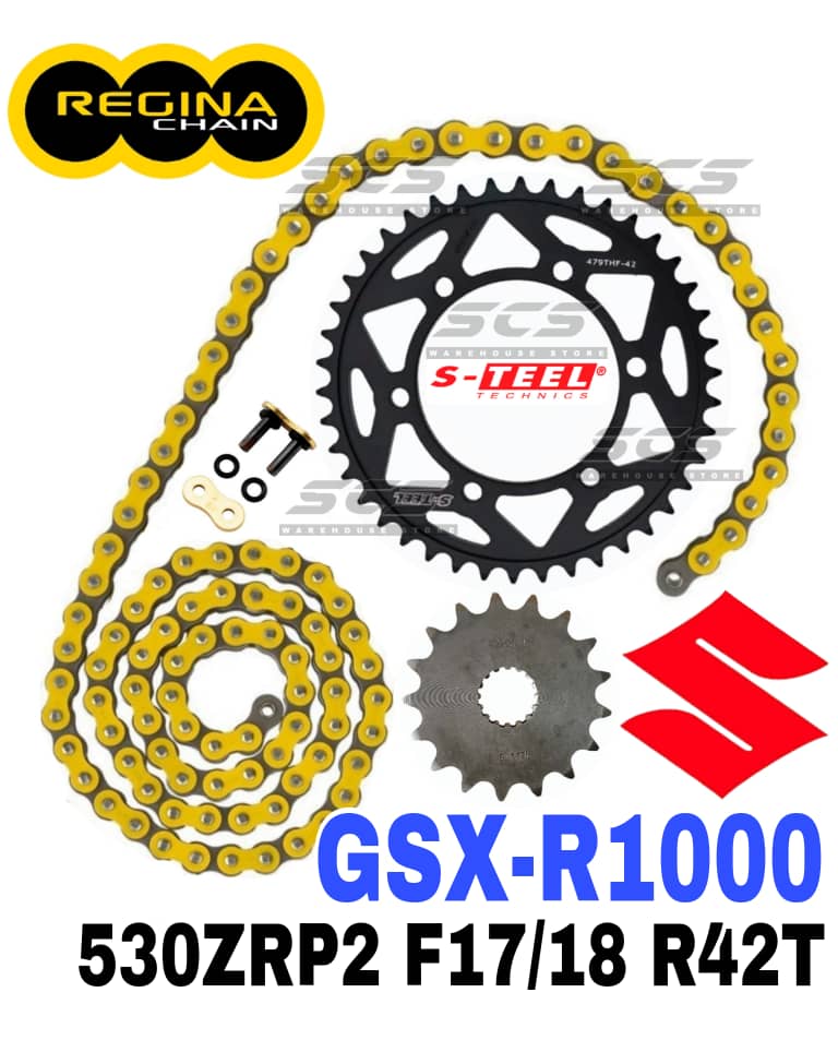 REGINA Sprocket Set SUZUKI GSX-R1000 09-16 530 ZRP2 Ring Gold Chain ...