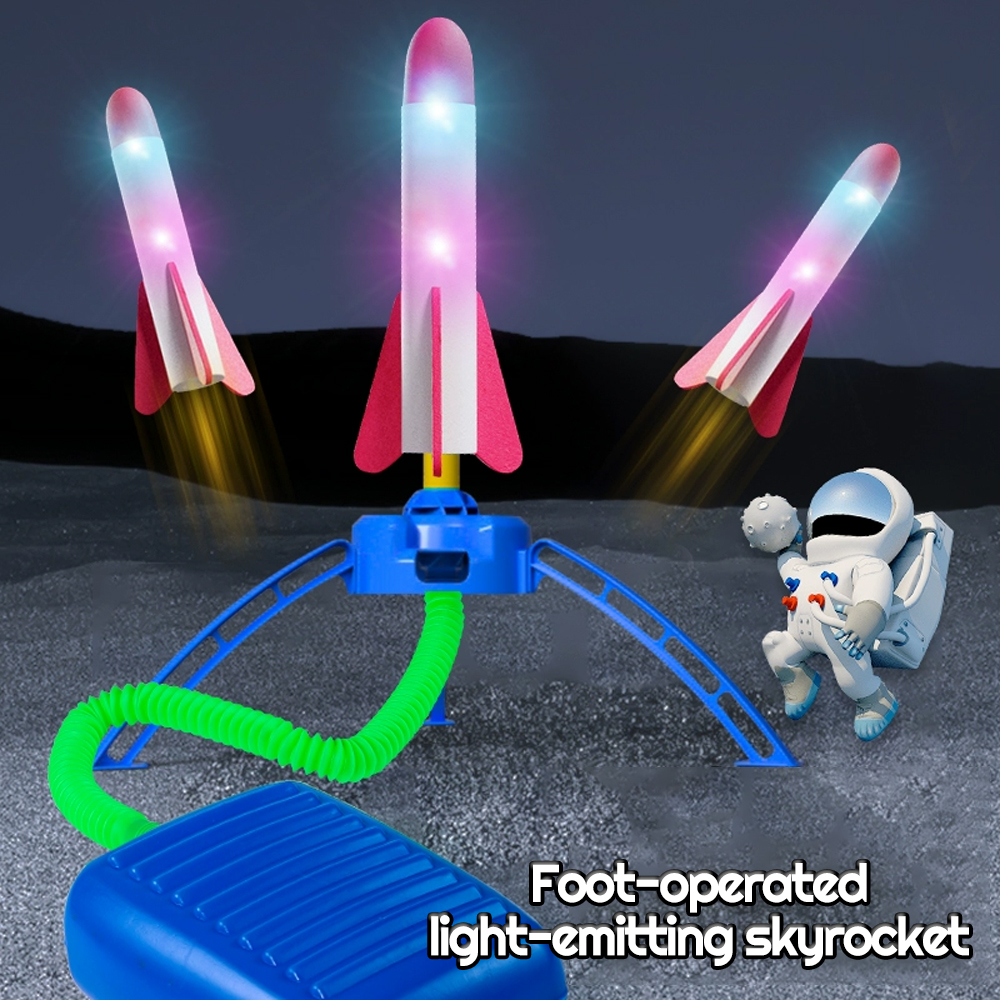 LAKOE LED Rocket Launcher Toy For Kids Step Jump Rocket Toys Luminous ...