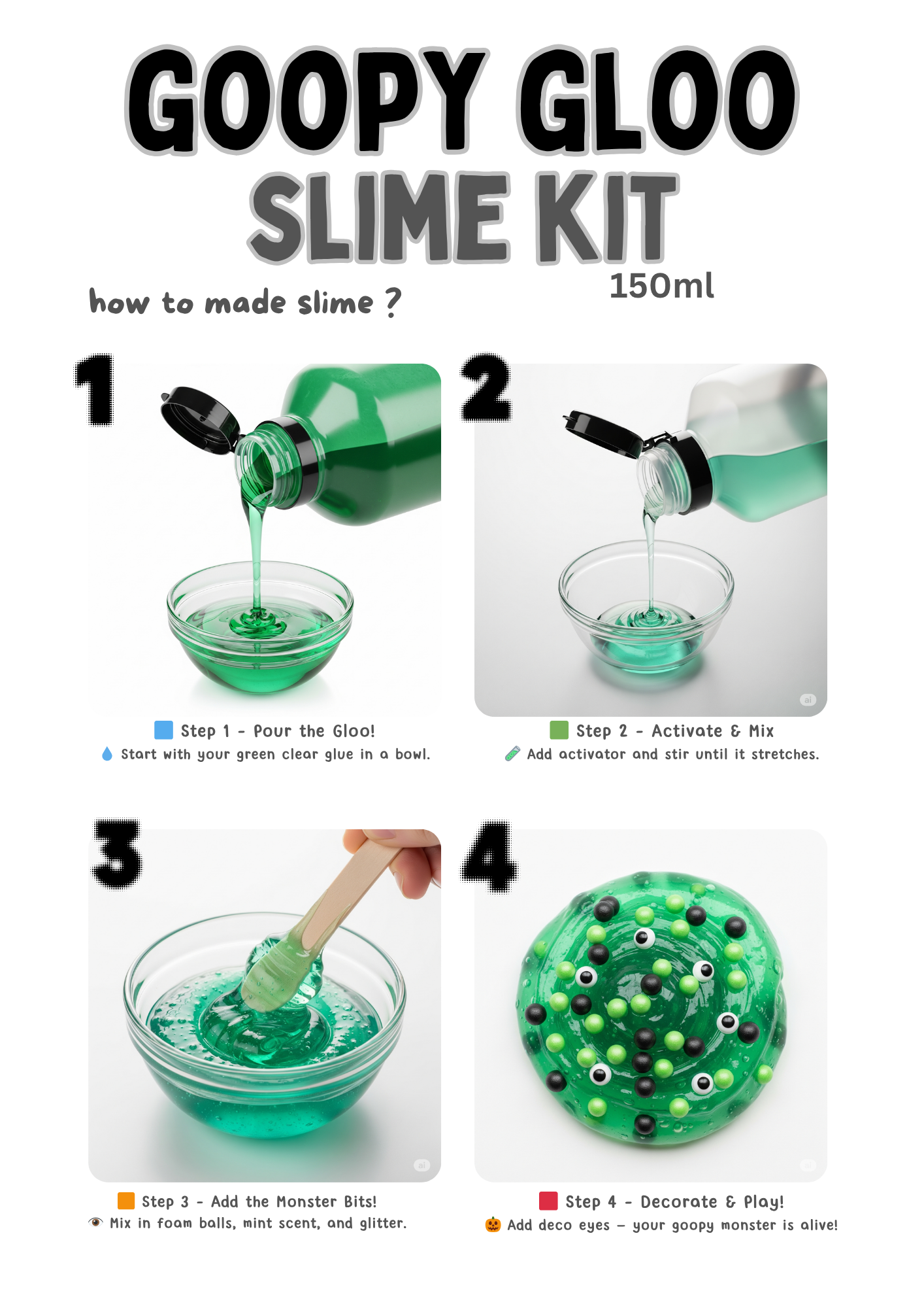 Goopy Gloo Slime Kit 150ml - Minty. Monstrous. So Much Fun! | Shopee ...